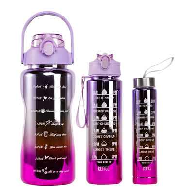 3pcs Set Plastic Motivational Water Flasks with Time Marker 당신의 피트니스 목표를 달성하기 위해