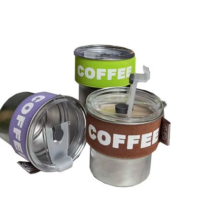 커피 머그 맞춤형 색상 400ml 304 스테인레스 스틸 소형 테르모스 병 로프