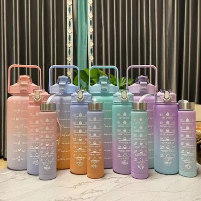 환경 BPA 무료 그라디언트 컬러 동기 부여 체육관 피트니스 스포츠 트리탄 물병 세트