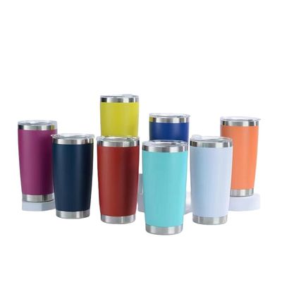 파우더 코팅 텀블러 20oz 스테인레스 스틸 듀얼 벽 맞춤 여행 컵 뚜??