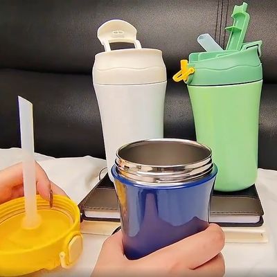 15oz 진공 사무실 물병 이중 벽 단열 여행 커피 컵 실리콘 뚜??