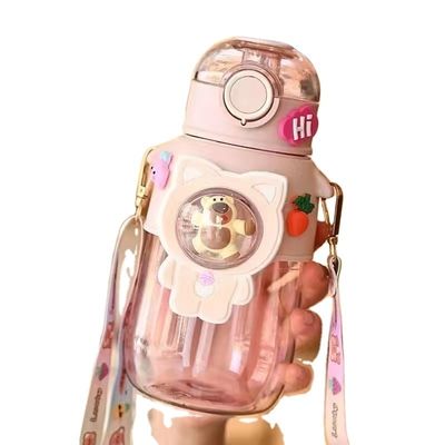 680ml PC PP 음료 스포츠 곰 만화 아이 야외 플라스틱 물병 빨대로