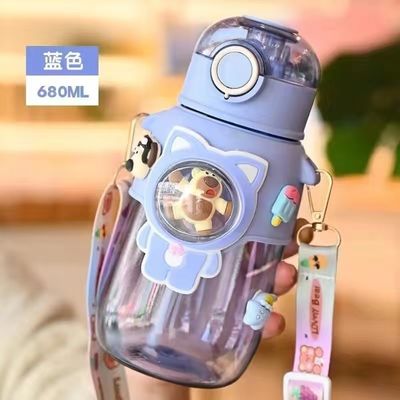 680ml 플래스틱 물병 짚과 함께 학교 복귀 보라색 사용자 지정 색상 행사