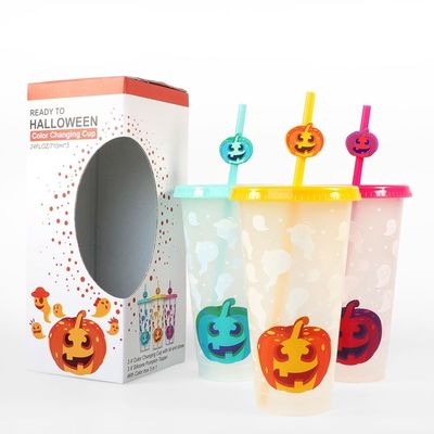 MUGS 24OZ BPA 무료 플라스틱 탄산음료 텀블러 색상 변경 컵 뚜?? 과 빨대