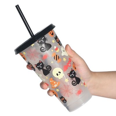 프로모션 선물 재사용 가능한 BPA 무료 사용자 지정 인쇄 플라스틱 커피 컵 뚜?? 과 빨대