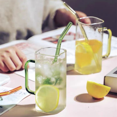 400ml 정사각형 유리 병 사용자 지정 로고 누출 방지 주스 우유 커피 컵