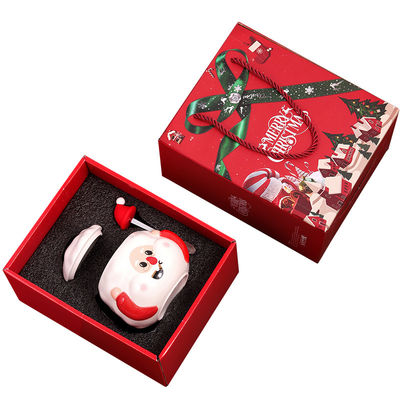 9.5x7.5cm 대용량 손으로 칠 한 산타 머그 만화 세라믹 머그 뚜?? 스푼 선물 세트