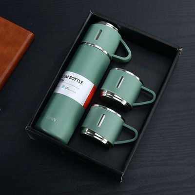 500ml 비즈니스 선물 스테인리스 스틸 진공병 커피 텀블러 물병 컵 세트