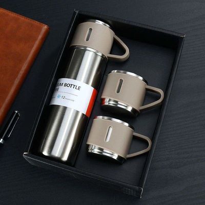 500ml 비즈니스 선물 스테인리스 스틸 진공병 커피 텀블러 물병 컵 세트