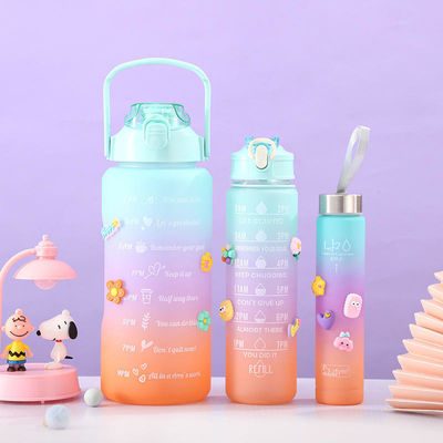 모티브 트리오 블랙 테르모스 병 3인 1 세트 분홍색 색조와 빨대