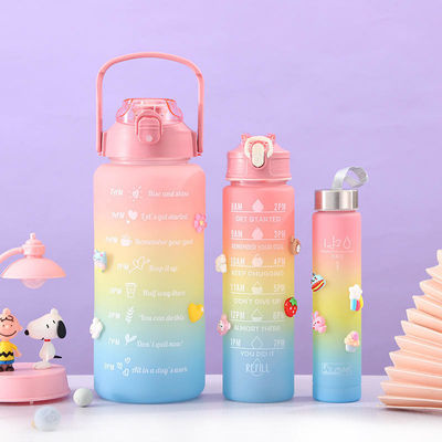 모티브 트리오 블랙 테르모스 병 3인 1 세트 분홍색 색조와 빨대