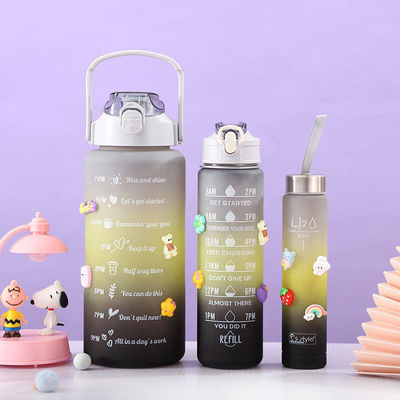 모티브 트리오 블랙 테르모스 병 3인 1 세트 분홍색 색조와 빨대