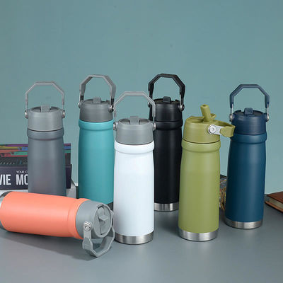 직선 컵 사용자 지정 로고 핫 여행 500ml 650Ml 이중 벽 스테인레스 스틸 스포츠 물병 손잡이