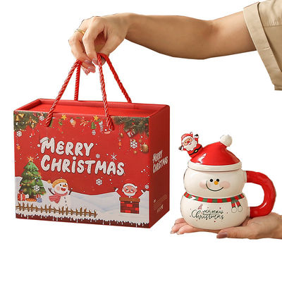 MUGS 음료수 종류 크리스마스 세라믹 커피 컵 컵 과 선물 상자 귀여운 스노우맨 산타