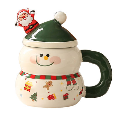 MUGS 음료수 종류 크리스마스 세라믹 커피 컵 컵 과 선물 상자 귀여운 스노우맨 산타