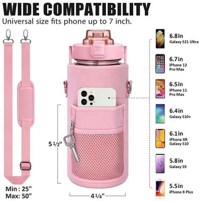 64oz 반 갤론 물병 반성염 코팅 시간 표시기와 보호 수갑