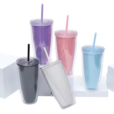 직접 마시는 750ml 물병 두 개의 벽 뚜?? 과 빨대 커피 텀블러 컵