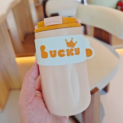 420ml 포터블 크리에이티브 귀여운 직선 음료 스탠레스 스틸 물병 덮개