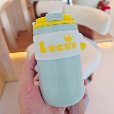 420ml 포터블 크리에이티브 귀여운 직선 음료 스탠레스 스틸 물병 덮개