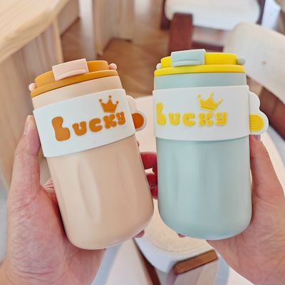420ml 포터블 크리에이티브 귀여운 직선 음료 스탠레스 스틸 물병 덮개
