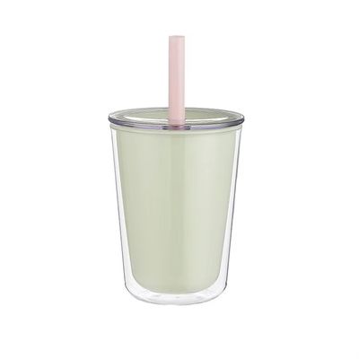 큰 용량 음료에 짚을 가진 짚 컵 사용자 지정 이중 벽 플라스틱 물병