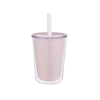 사용자 지정 로고 용납 겹벽 플라스틱 물병 빨대와 PC 재료