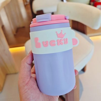 420ml 휴대용 크리에이티브 귀여운 직선 음료 304 스테인레스 스틸 물병