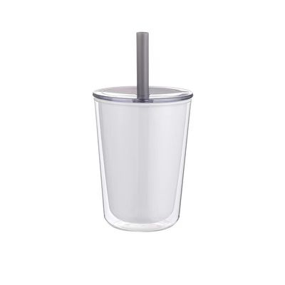 720ml 용량 겹벽 플라스틱 물병 짚과 함께 큰 용량 음료 컵