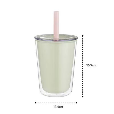 끓는 물에 적용 할 수 있는 큰 용량 짚과 함께 두 개의 벽 플라스틱 물병