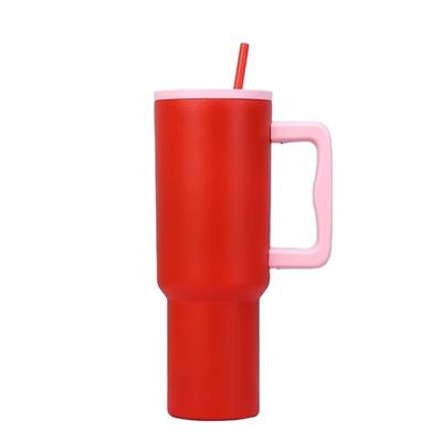 재사용 스테인리스 스틸 텀블러 40oz 텀블러 손잡이와 빨대 뚜?? 로 차 컵 색상