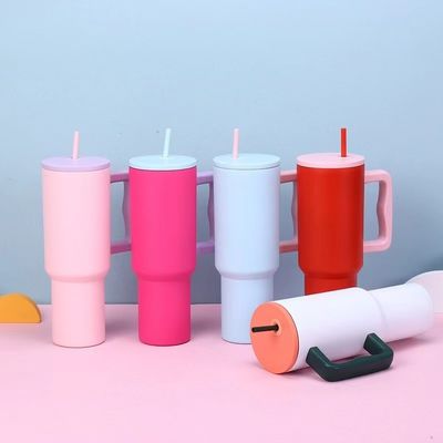 재사용 스테인리스 스틸 텀블러 40oz 텀블러 손잡이와 빨대 뚜?? 로 차 컵 색상