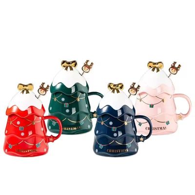 지속 가능한 400ml 500ml 세라믹 커피 머그 세트 뚜?? 과?? 가와 함께 크리스마스 선물