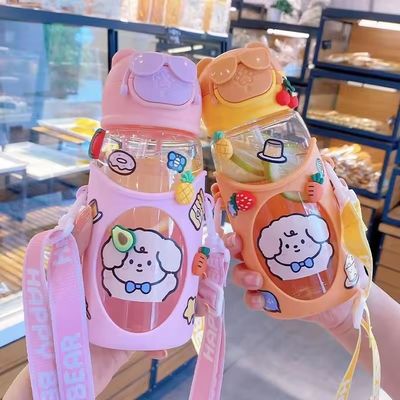 대용량 휴대용 빨대 음료수 병 야외 스포츠용 컵 많은 색상