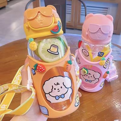 대용량 휴대용 빨대 음료수 병 야외 스포츠용 컵 많은 색상