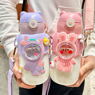 여름학생 귀여운 곰 디자인 물병 큰 용량과 휴대용