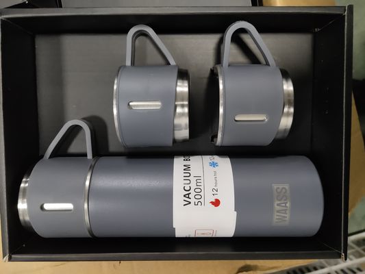 사용자 지정 로고 500ml 스테인리스 스틸 테르모스 병 물병 비즈니스 컵 3 LIDS