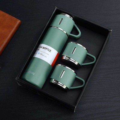 300g 비즈니스 단열 304 스테인레스 스틸 물병 컵 뚜?? 이 있는 진공 병 세트