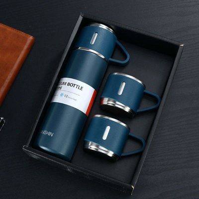 300g 비즈니스 단열 304 스테인레스 스틸 물병 컵 뚜?? 이 있는 진공 병 세트