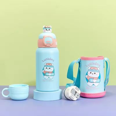 포터블 스트랩 물병 LID와 함께 현대 디자인 만화 물컵 스테인리스 스틸