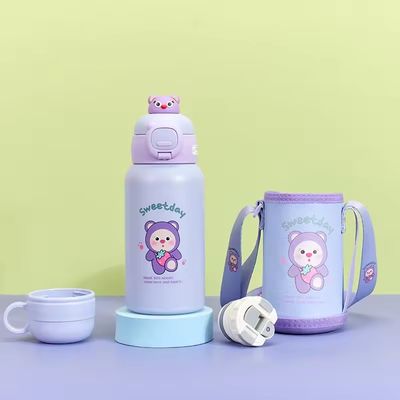 포터블 스트랩 물병 LID와 함께 현대 디자인 만화 물컵 스테인리스 스틸