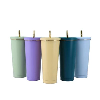 맞춤 색상 500ml 750ml 스프레이 단열 커피 텀블러와 함께 이중 벽 스테인레스 스틸 진공 컵
