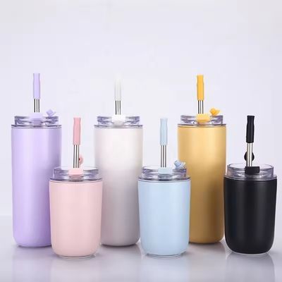 아이 BPA 무료 덤블러 짚과 함께 이중 벽 스테인리스 스틸 진공 컵 280ml/500ml