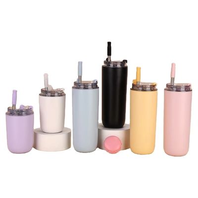 아이 BPA 무료 덤블러 짚과 함께 이중 벽 스테인리스 스틸 진공 컵 280ml/500ml