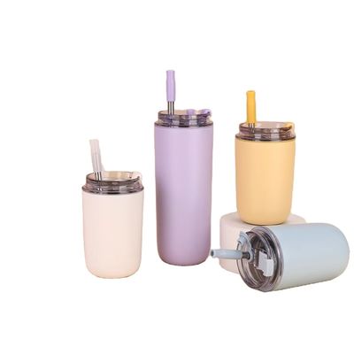 아이 BPA 무료 덤블러 짚과 함께 이중 벽 스테인리스 스틸 진공 컵 280ml/500ml