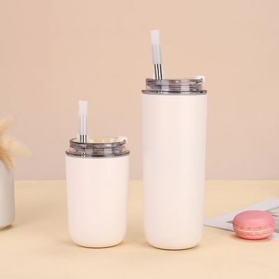 MUGS 10oz/16oz 이중 벽 귀여운 학교용 작은 짚 뚜?? 컵 스테인레스 스틸 아이 텀블러