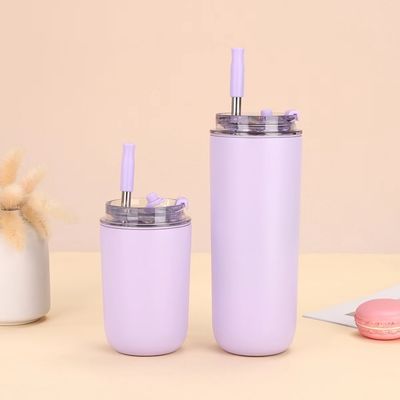 MUGS 10oz/16oz 이중 벽 귀여운 학교용 작은 짚 뚜?? 컵 스테인레스 스틸 아이 텀블러