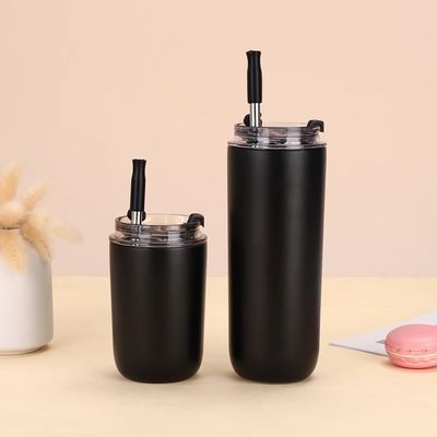 500ml 사용자 지정 로고 듀얼 벽 304 스테인레스 스틸 진공 컵 커피 텀블러와 빨대