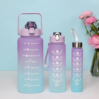 사용자 지정 로고 허용 3pcs 대용량 스포츠 플라스틱 경사 물병 세트