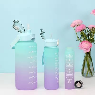 사용자 지정 로고 허용 3pcs 대용량 스포츠 플라스틱 경사 물병 세트