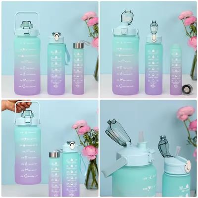 사용자 지정 로고 허용 3pcs 대용량 스포츠 플라스틱 경사 물병 세트